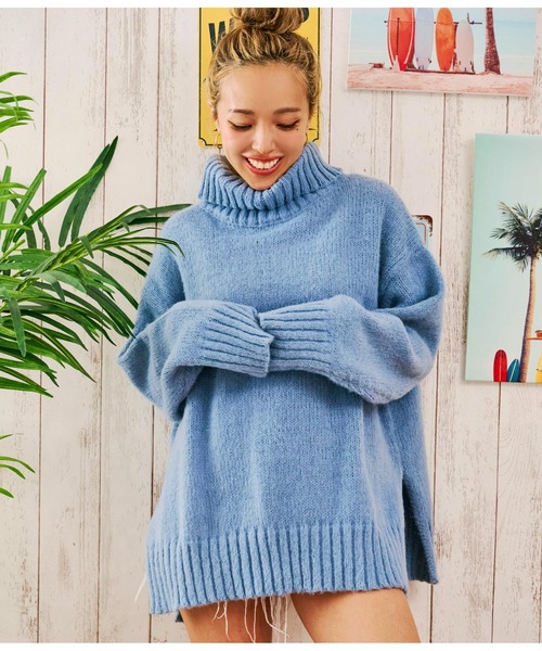 anap mimpi（アナップミンピ）の「スリットポイント起毛オフタートルニット（ニット/セーター・レディース・ブルー/ベージュ系その他/ダークグレー・FREE）」の17枚目の写真