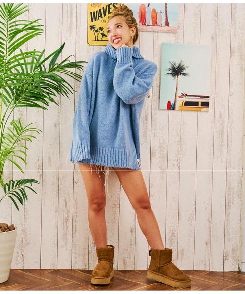 anap mimpi（アナップミンピ）の「スリットポイント起毛オフタートルニット（ニット/セーター・レディース・ブルー/ベージュ系その他/ダークグレー・FREE）」の11枚目の写真