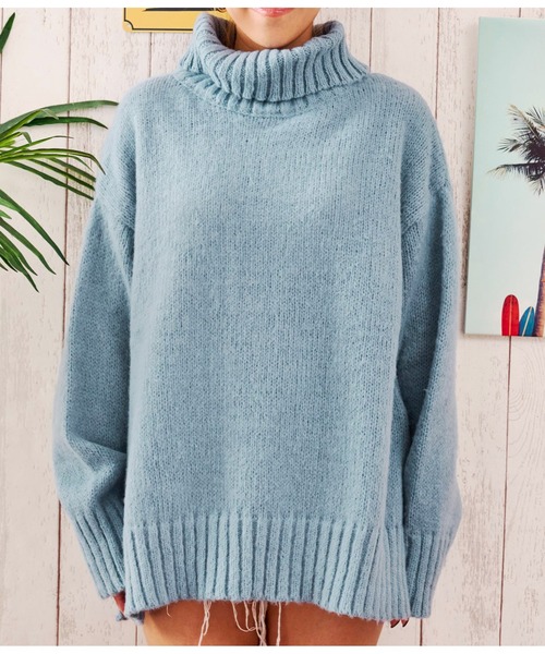 anap mimpi（アナップミンピ）の「スリットポイント起毛オフタートルニット（ニット/セーター・レディース・ブルー/ベージュ系その他/ダークグレー・FREE）」の6枚目の写真