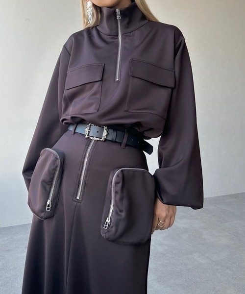 HARE（ハレ）の「【WEB/大宮店舗限定】2WAYハイネックZIPジャージトップス(HARE)（ジャージ・レディース・ブラック/ブラウン系その他・FREE）」の12枚目の写真