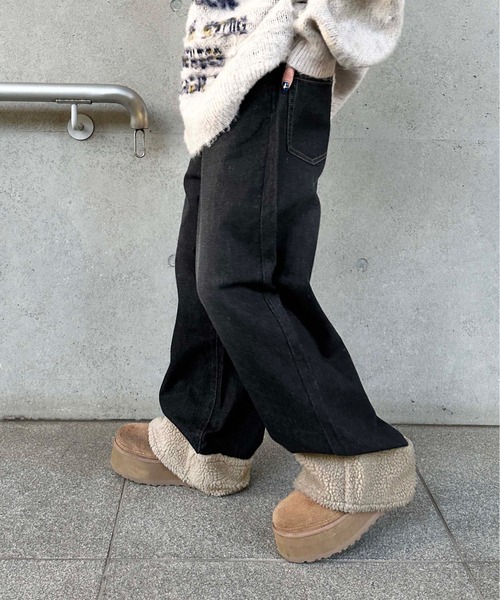 sedacle(セダクル)の「オーバーシルエットボア切り替えデニム(デニムパンツ・メンズ・ブラック・SMALL/LARGE/MEDIUM)」の3枚目の写真