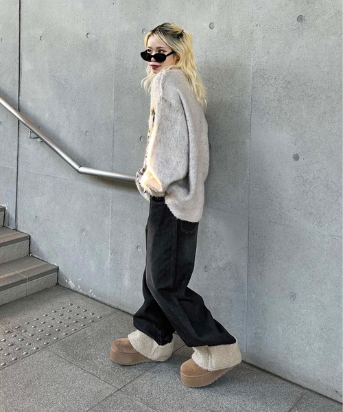 sedacle(セダクル)の「オーバーシルエットボア切り替えデニム(デニムパンツ・メンズ・ブラック・SMALL/LARGE/MEDIUM)」の7枚目の写真