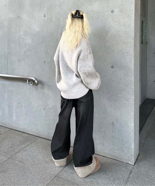 sedacle(セダクル)の「オーバーシルエットボア切り替えデニム(デニムパンツ・メンズ・ブラック・SMALL/LARGE/MEDIUM)」の8枚目の写真