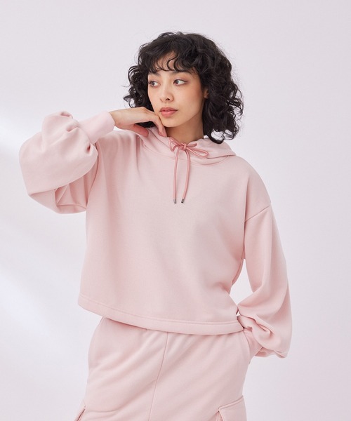 NERGY（ナージー）の「【UV＆吸水速乾】ワイドフードスウェットトップス（パーカー・レディース・キナリ/ブラック/ピンク・FREE）」の3枚目の写真