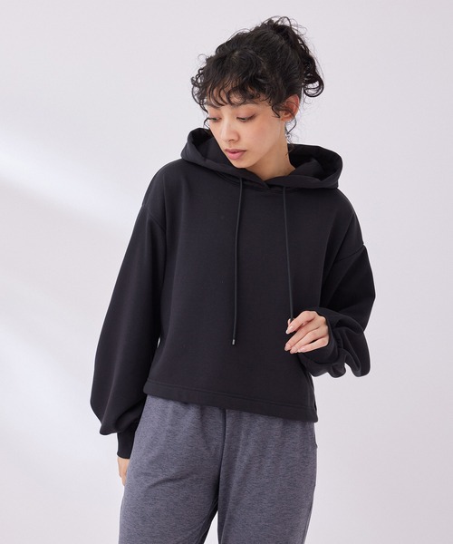 NERGY（ナージー）の「【UV＆吸水速乾】ワイドフードスウェットトップス（パーカー・レディース・キナリ/ブラック/ピンク・FREE）」の7枚目の写真