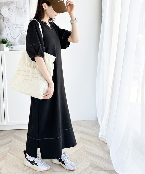 セール】自然体で1枚さらり。夏 使える 前後2way 配色ステッチランタン