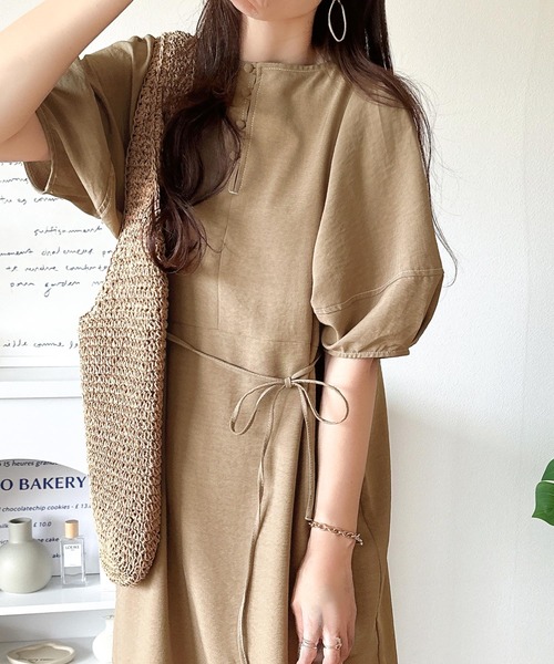 classicalelf（クラシカルエルフ）の「自然体で1枚さらり。夏 使える 前後2way 配色ステッチランタンスリーブワンピース（ワンピース・レディース・ベージュ/モカ/ネイビー/ブラック・LARGE/MEDIUM/SMALL/X-LARGE）」の22枚目の写真