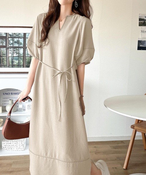 セール】自然体で1枚さらり。夏 使える 前後2way 配色ステッチランタン