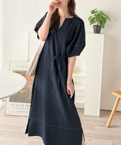 セール】自然体で1枚さらり。夏 使える 前後2way 配色ステッチランタン