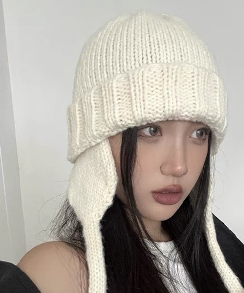 B.I.D.（ビーアイディー）の「フライトキャップ/耳あて付きニット帽（MA）（ニットキャップ/ビーニー・レディース・ブラウン/グリーン/ブラック/ホワイト・FREE）」の2枚目の写真