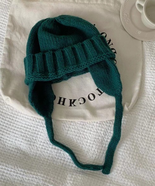 B.I.D.（ビーアイディー）の「フライトキャップ/耳あて付きニット帽（MA）（ニットキャップ/ビーニー・レディース・ブラウン/グリーン/ブラック/ホワイト・FREE）」の4枚目の写真