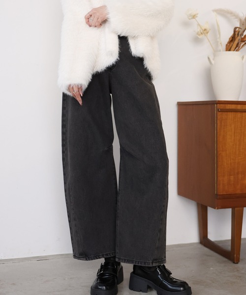 Girly Doll（ガーリードール）の「カーブラインパンツ（デニムパンツ・レディース・ブラック/インディゴブルー/サックスブルー/ブルー・F/M/L）」の9枚目の写真