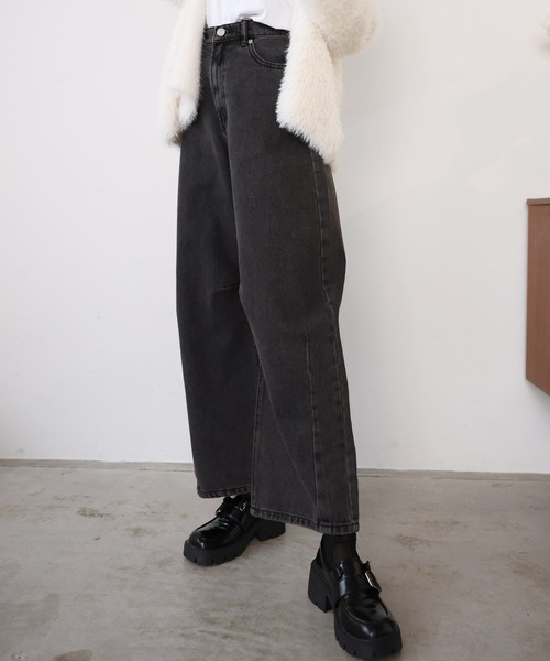 Girly Doll（ガーリードール）の「カーブラインパンツ（デニムパンツ・レディース・ブラック/インディゴブルー/サックスブルー/ブルー・F/M/L）」の10枚目の写真