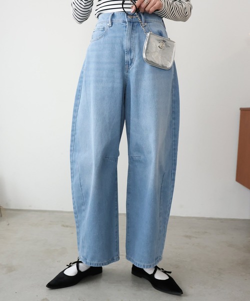 Girly Doll（ガーリードール）の「カーブラインパンツ（デニムパンツ・レディース・ブラック/インディゴブルー/サックスブルー/ブルー・F/M/L）」の11枚目の写真