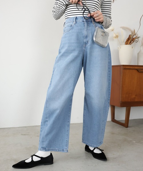 Girly Doll（ガーリードール）の「カーブラインパンツ（デニムパンツ・レディース・ブラック/インディゴブルー/サックスブルー/ブルー・F/M/L）」の12枚目の写真