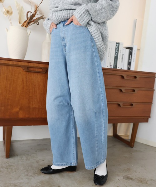 Girly Doll（ガーリードール）の「カーブラインパンツ（デニムパンツ・レディース・ブラック/インディゴブルー/サックスブルー/ブルー・F/M/L）」の15枚目の写真