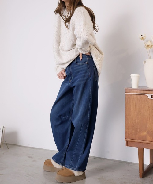 Girly Doll（ガーリードール）の「カーブラインパンツ（デニムパンツ・レディース・ブラック/インディゴブルー/サックスブルー/ブルー・F/M/L）」の18枚目の写真