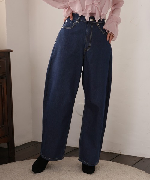 Girly Doll（ガーリードール）の「カーブラインパンツ（デニムパンツ・レディース・ブラック/インディゴブルー/サックスブルー/ブルー・F/M/L）」の22枚目の写真