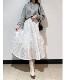 エンボスジャガードボリュームギャザースカート