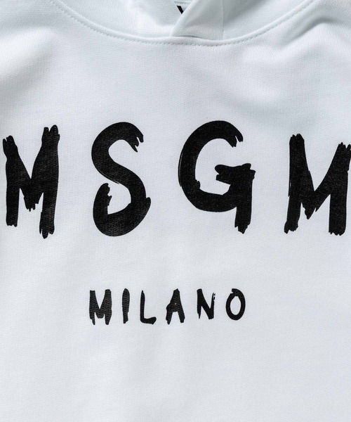 MSGM(エムエスジーエム)Kids & Junior ブランドロゴ長袖フーディーパーカー