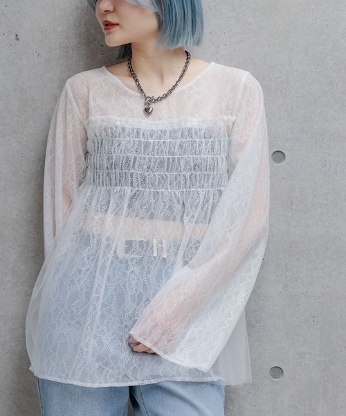 PAGEBOY（ページボーイ）の「チュール×レース2WAYブラウス