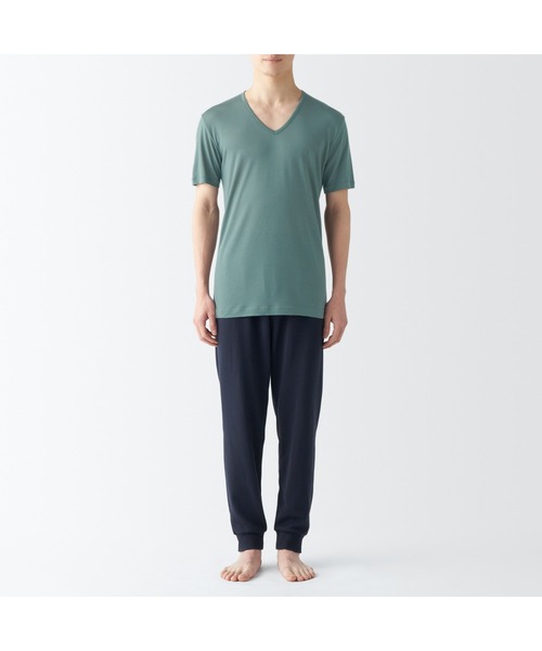 無印良品(ムジルシリョウヒン)の「紳士 ひんやりなめらか Vネック半袖Tシャツ(インナーウェア/肌着・メンズ・ネイビー/ホワイト/スモーキーグリーン系/ブラック/グレー・XL/L/M/S/XS)」の12枚目の写真