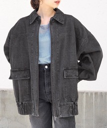 tiptop（ティップトップ）の「フェイクレザー/デニムZIPブルゾン（ブルゾン）」