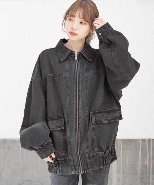 tiptop（ティップトップ）の「フェイクレザー/デニムZIPブルゾン（ブルゾン・レディース・ブラック/ブルー/ブラック系その他・FREE）」の21枚目の写真