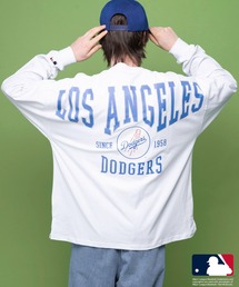 MLB エムエルビー 胸刺繍 ワンポイント バッグロゴ ラバープリント 長袖 クルーネック Tシャツ ロンT