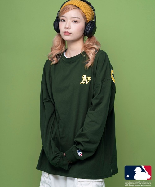 MLB（メジャーリーグベースボール）の「MLB エムエルビー 胸刺繍 ワンポイント バッグロゴ ラバープリント 長袖 クルーネック Tシャツ ロンT（Tシャツ/カットソー・メンズ・ホワイト/グリーン/ネイビー/ブラック/アッシュグレー・M/L/LL）」の4枚目の写真