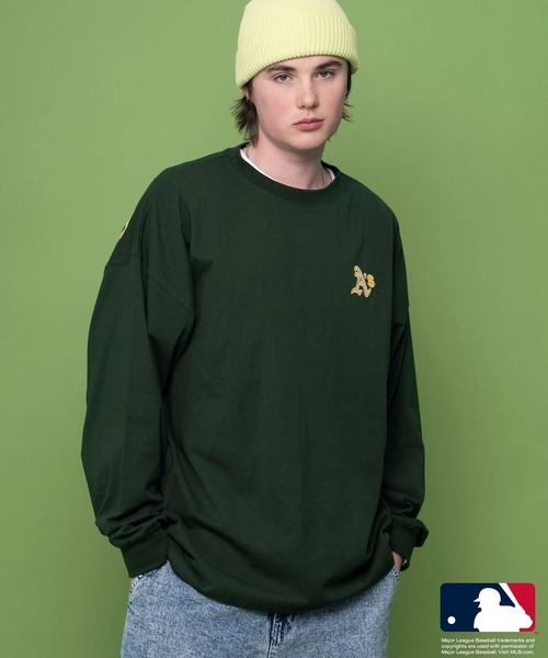 MLB（メジャーリーグベースボール）の「MLB エムエルビー 胸刺繍 ワンポイント バッグロゴ ラバープリント 長袖 クルーネック Tシャツ ロンT（Tシャツ/カットソー・メンズ・ホワイト/グリーン/ネイビー/ブラック/アッシュグレー・M/L/LL）」の19枚目の写真