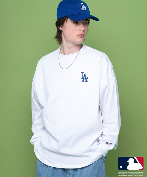 MLB（メジャーリーグベースボール）の「MLB エムエルビー 胸刺繍 ワンポイント バッグロゴ ラバープリント 長袖 クルーネック Tシャツ ロンT（Tシャツ/カットソー・メンズ・ホワイト/グリーン/ネイビー/ブラック/アッシュグレー・M/L/LL）」の10枚目の写真