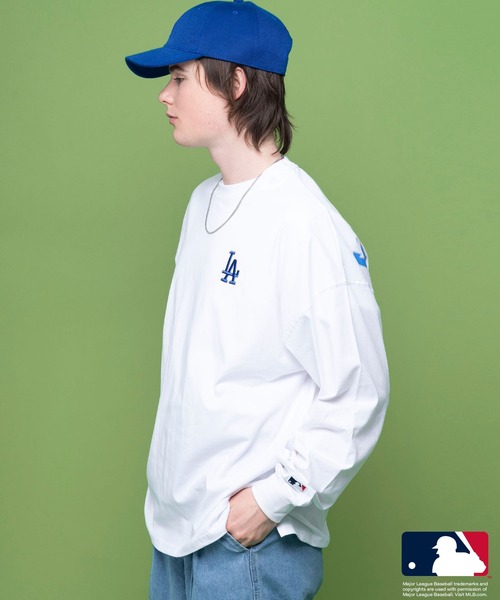 MLB（メジャーリーグベースボール）の「MLB エムエルビー 胸刺繍 ワンポイント バッグロゴ ラバープリント 長袖 クルーネック Tシャツ ロンT（Tシャツ/カットソー・メンズ・ホワイト/グリーン/ネイビー/ブラック/アッシュグレー・M/L/LL）」の11枚目の写真