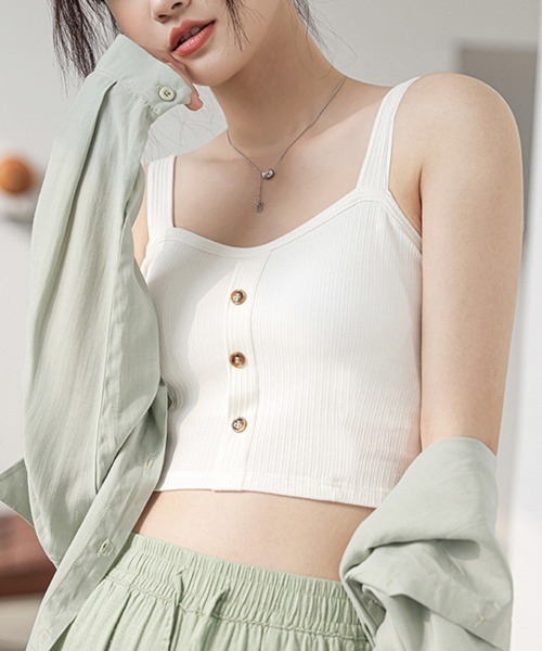 Miniministore(ミニミニストア)の「カップ付き キャミソール レディース5色(キャミソール・レディース・ホワイト/ブラウン/ブラック/グリーン/ベビーピンク・FREE)」の19枚目の写真