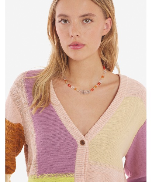 maison kitsune パッチワークカーディガン ボールド フォックスヘッド パッチ レギュラー カーディガン