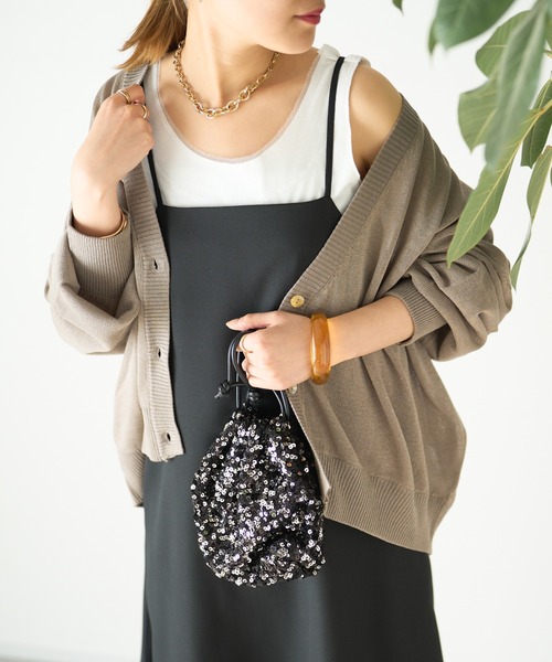 un dix cors(アンディコール)の「ラメチュールタンクトップ(タンクトップ・レディース・チャコールグレー/ホワイト・FREE)」の2枚目の写真