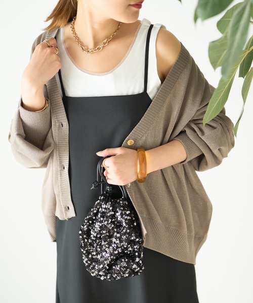 un dix cors(アンディコール)の「ラメチュールタンクトップ(タンクトップ・レディース・チャコールグレー/ホワイト・FREE)」の3枚目の写真