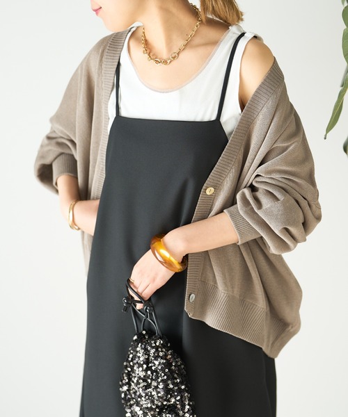 un dix cors(アンディコール)の「ラメチュールタンクトップ(タンクトップ・レディース・チャコールグレー/ホワイト・FREE)」の4枚目の写真