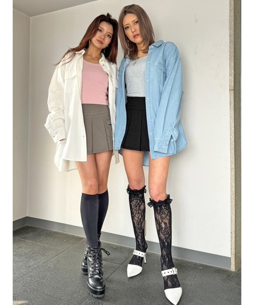 EGOIST（エゴイスト）の「バックロゴライトデニムシャツ（シャツ/ブラウス・レディース・ホワイト/ブルー・FREE）」の12枚目の写真