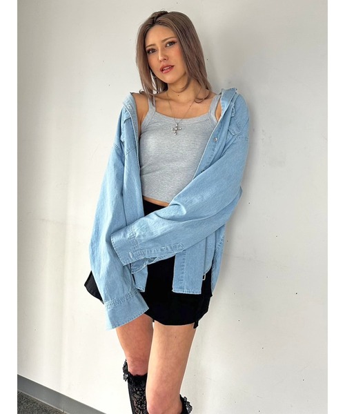 EGOIST（エゴイスト）の「バックロゴライトデニムシャツ（シャツ/ブラウス・レディース・ホワイト/ブルー・FREE）」の16枚目の写真