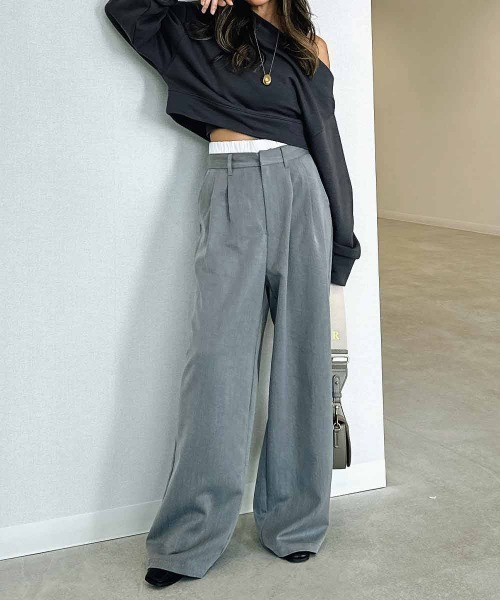 esutoreja(エストレジャ)の「デザインワイドスラックス(スラックス・レディース・グレー/ブラック/アイボリー・FREE)」の6枚目の写真