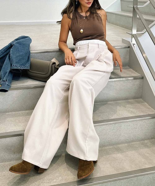 esutoreja(エストレジャ)の「デザインワイドスラックス(スラックス・レディース・グレー/ブラック/アイボリー・FREE)」の8枚目の写真