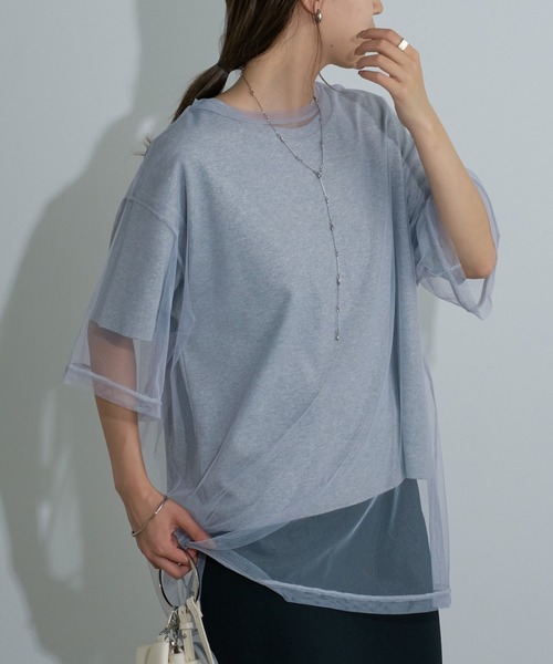 COLONY 2139（コロニートゥーワンスリーナイン）の「3WAYチュールレイヤードBIGTシャツ（Tシャツ/カットソー・レディース・ブラック/オフホワイト/グレー・FREE）」の3枚目の写真
