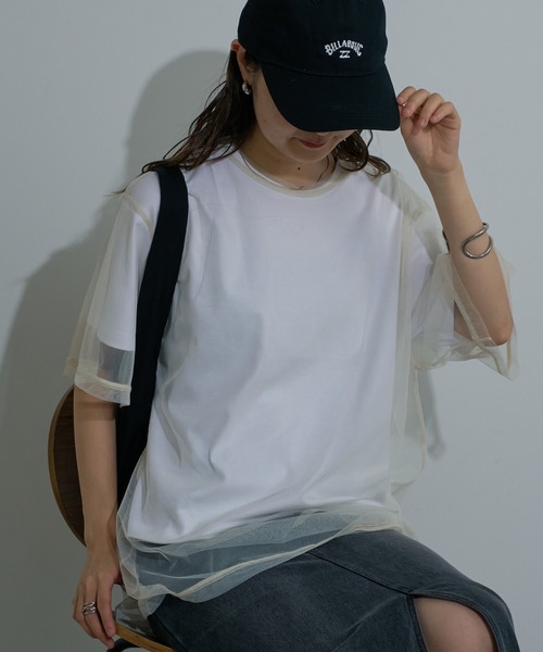 COLONY 2139（コロニートゥーワンスリーナイン）の「3WAYチュールレイヤードBIGTシャツ（Tシャツ/カットソー・レディース・ブラック/オフホワイト/グレー・FREE）」の2枚目の写真
