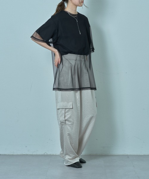 COLONY 2139（コロニートゥーワンスリーナイン）の「3WAYチュールレイヤードBIGTシャツ（Tシャツ/カットソー・レディース・ブラック/オフホワイト/グレー・FREE）」の17枚目の写真