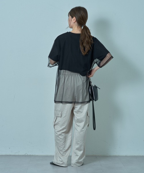 COLONY 2139（コロニートゥーワンスリーナイン）の「3WAYチュールレイヤードBIGTシャツ（Tシャツ/カットソー・レディース・ブラック/オフホワイト/グレー・FREE）」の18枚目の写真