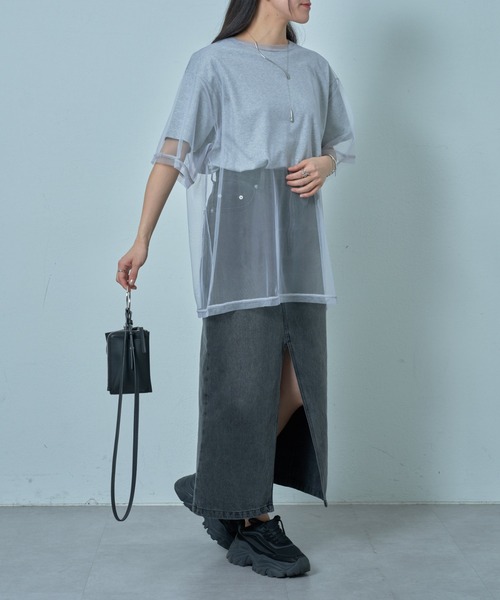 COLONY 2139（コロニートゥーワンスリーナイン）の「3WAYチュールレイヤードBIGTシャツ（Tシャツ/カットソー・レディース・ブラック/オフホワイト/グレー・FREE）」の19枚目の写真