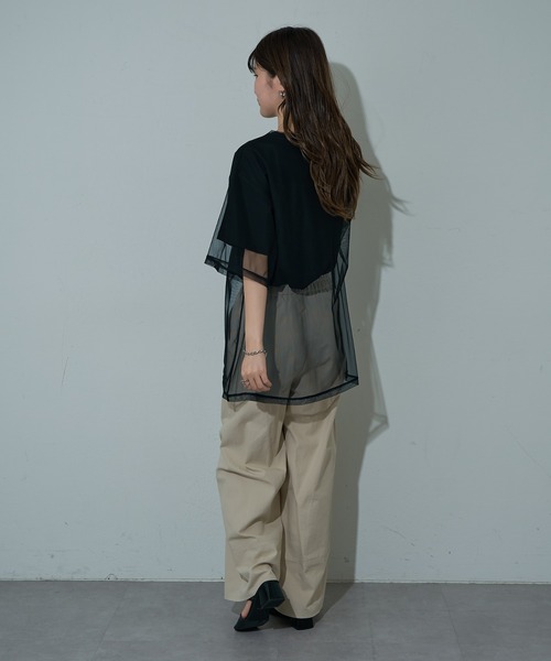 COLONY 2139（コロニートゥーワンスリーナイン）の「3WAYチュールレイヤードBIGTシャツ（Tシャツ/カットソー・レディース・ブラック/オフホワイト/グレー・FREE）」の12枚目の写真
