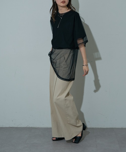 COLONY 2139（コロニートゥーワンスリーナイン）の「3WAYチュールレイヤードBIGTシャツ（Tシャツ/カットソー・レディース・ブラック/オフホワイト/グレー・FREE）」の11枚目の写真