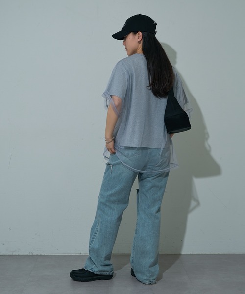 COLONY 2139（コロニートゥーワンスリーナイン）の「3WAYチュールレイヤードBIGTシャツ（Tシャツ/カットソー・レディース・ブラック/オフホワイト/グレー・FREE）」の5枚目の写真